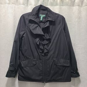 Lauren Ralph Lauren Black Ruffled Trench Coat